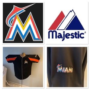Majestic Black Miami Marlins button up jersey